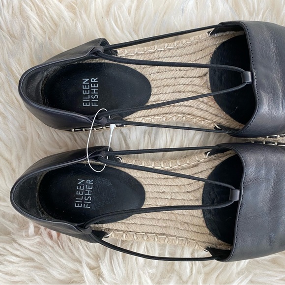 Eileen Fisher Lee Washed Leather Espadrille Flat size 9. In great condition - Picture 6 of 10